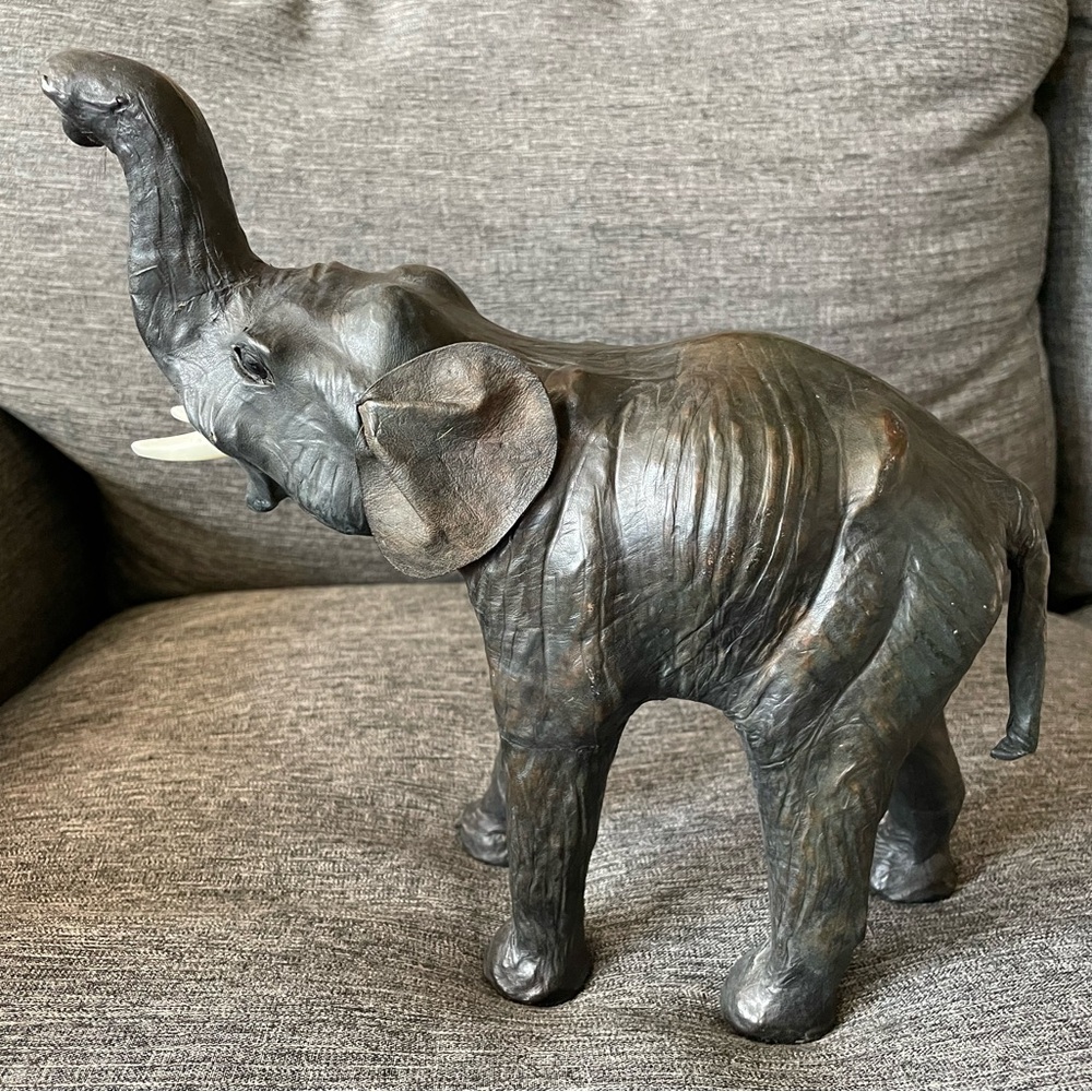 Leather decorative Elephant - elephant safari home decor accent piece